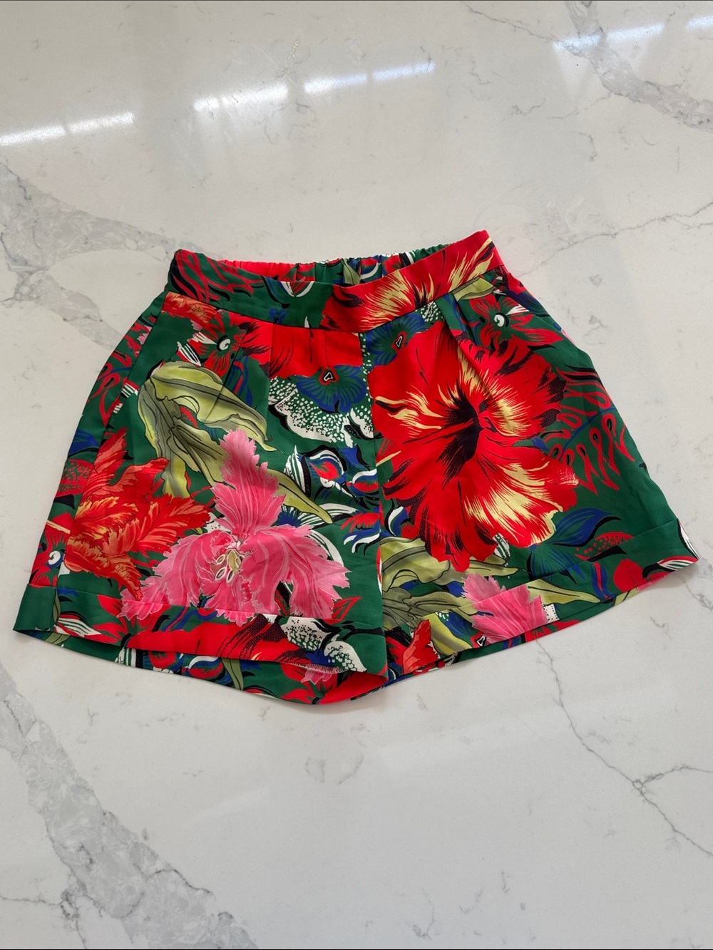 Desigual Tropical Floral Women's Shorts - Green & Red